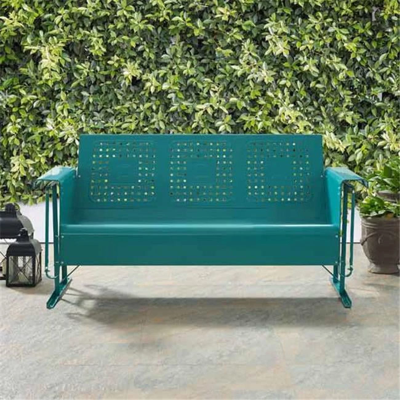 32.5 x 65.75 x 28 in. Bates Metal Sofa Glider - Turquoise