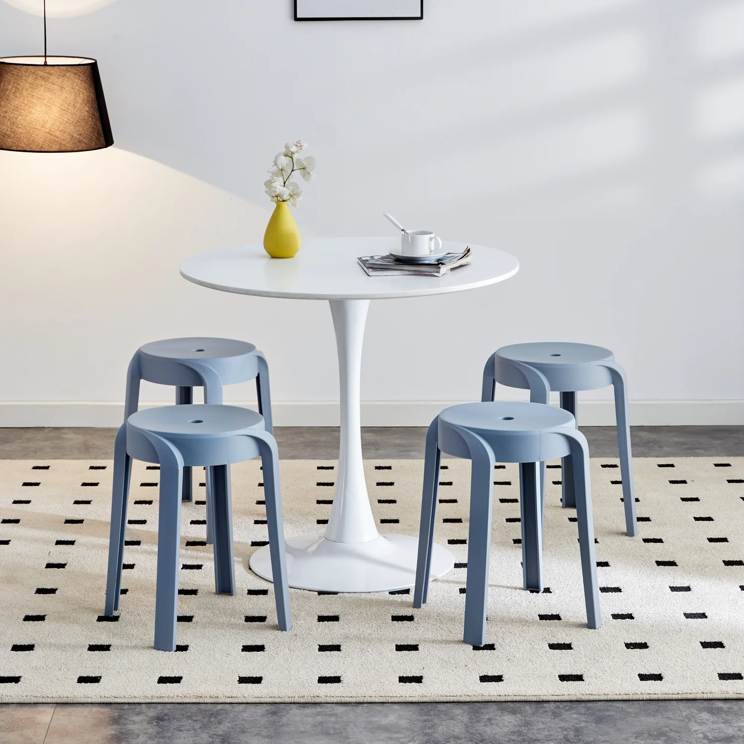 6 Pack Stackable Classroom Stools Plastic Stools Nesting Stools Colorful Round Stools Indoor Outdoor Flexible Seating Decorative Stools Chairs for Home Office School Classroom blue