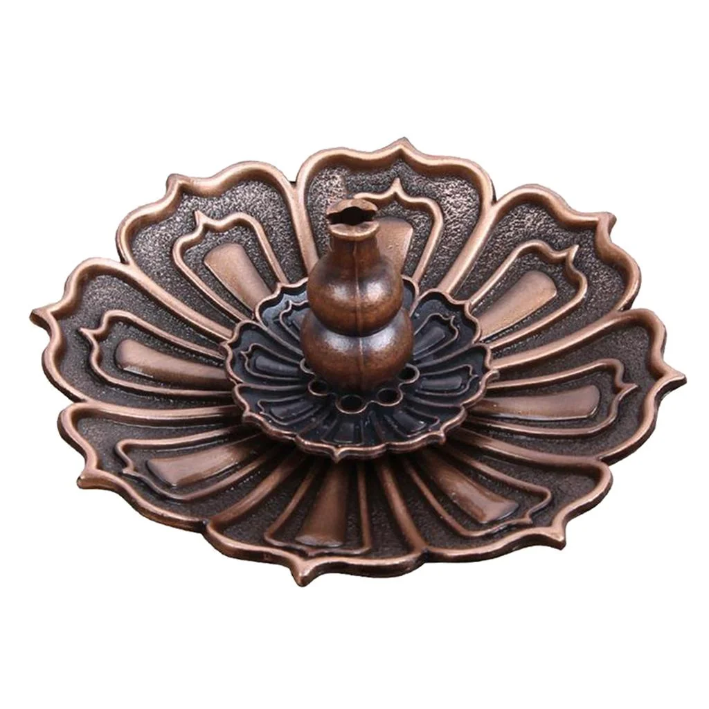 flameer 6xFlower Cone Stick Burner Plate Stick Holder Bowl Decor Copper
