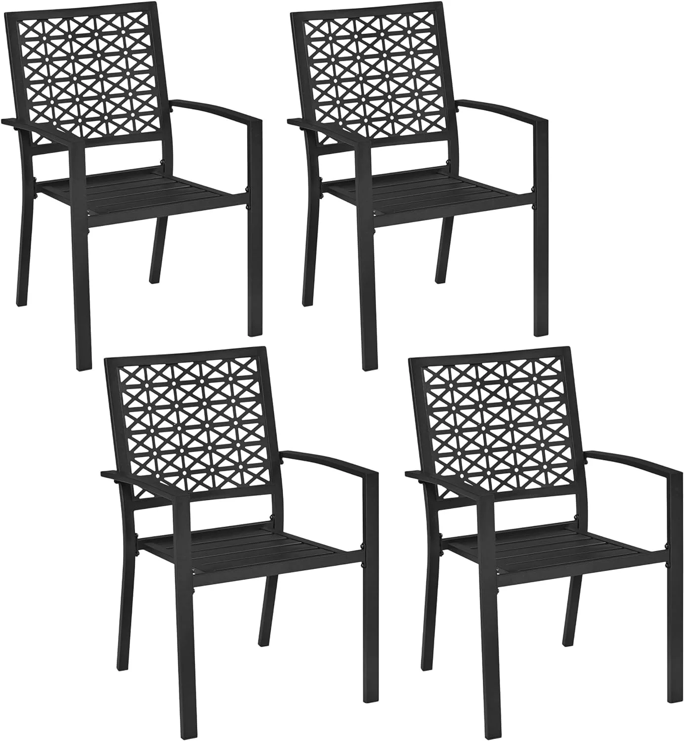 Yaheetech Patio Chairs Set of 4 Outdoor Dining Chairs, 300lbs Metal Chairs for Garden Lawn, with Armrests, Metal Frame as Stackable Heavy-Duty Steel Bistro Chairs