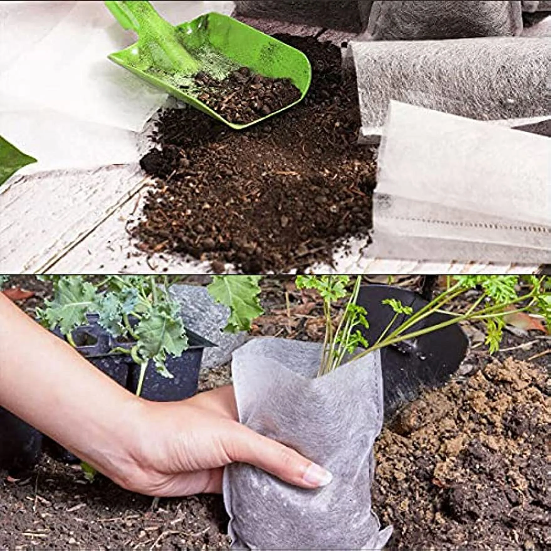 Seedling Plant Grow Bags, Biodegradable Non-Woven Nursery Fabric Seeding Starting Fiber Soil Transplant Pouches, Home Garden Supply - 12 x15 cm (Pack of 100 Pcs)