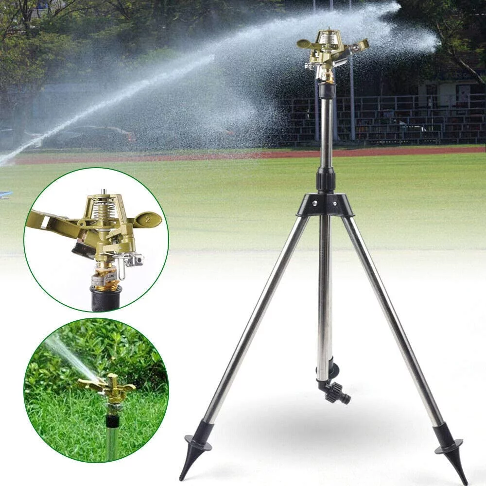 MONIPA Adjustable Irrigation Tripod Stand Stainless Triangular Bracket 360° Rotating Agriculture Farm Sprinkler Bracket Green Lawn Garden Plant Nozzle Watering Tool