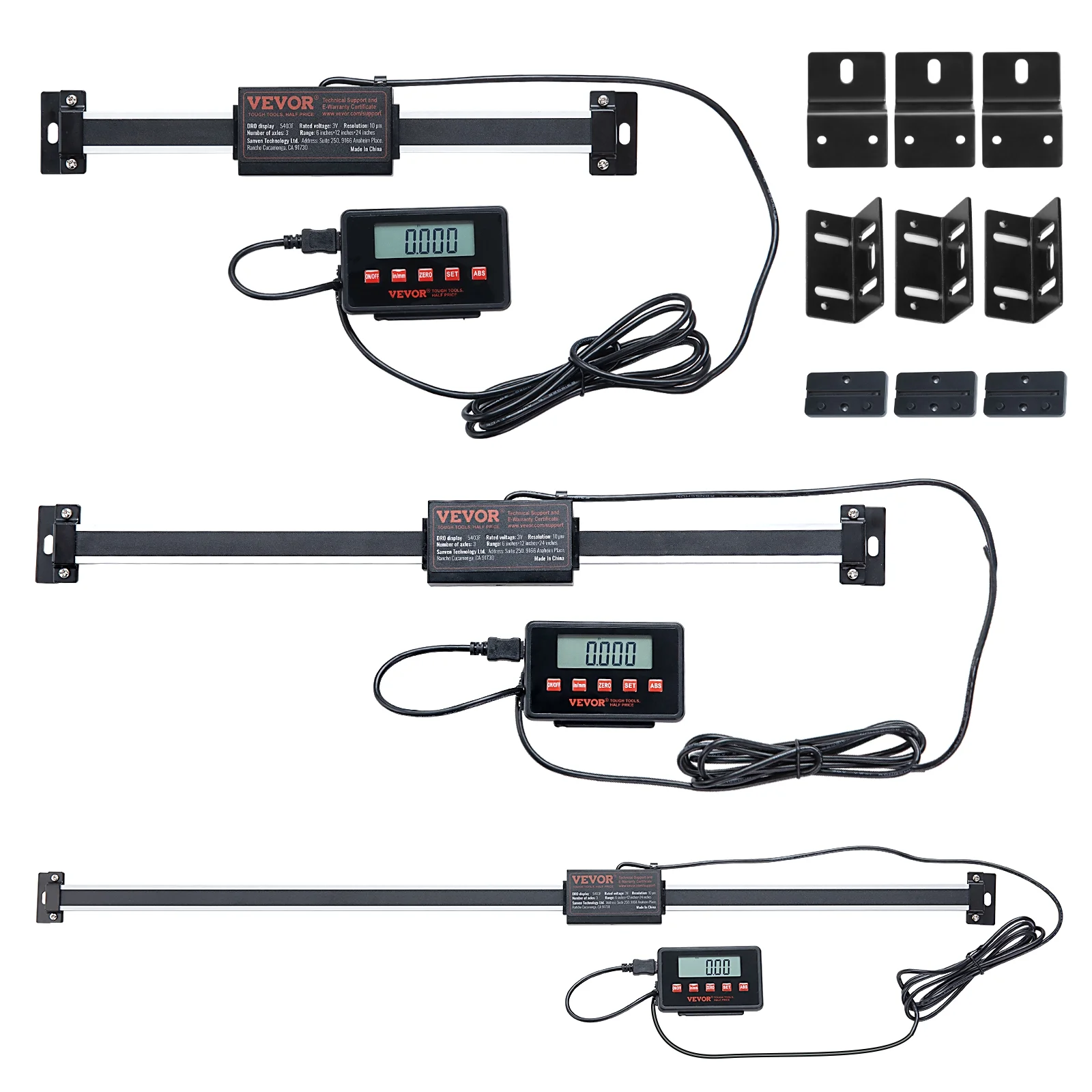 SKYSHALO Digital Readout 3 Axis DRO Display Kit 6'' & 12'' & 24'' Linear Scale