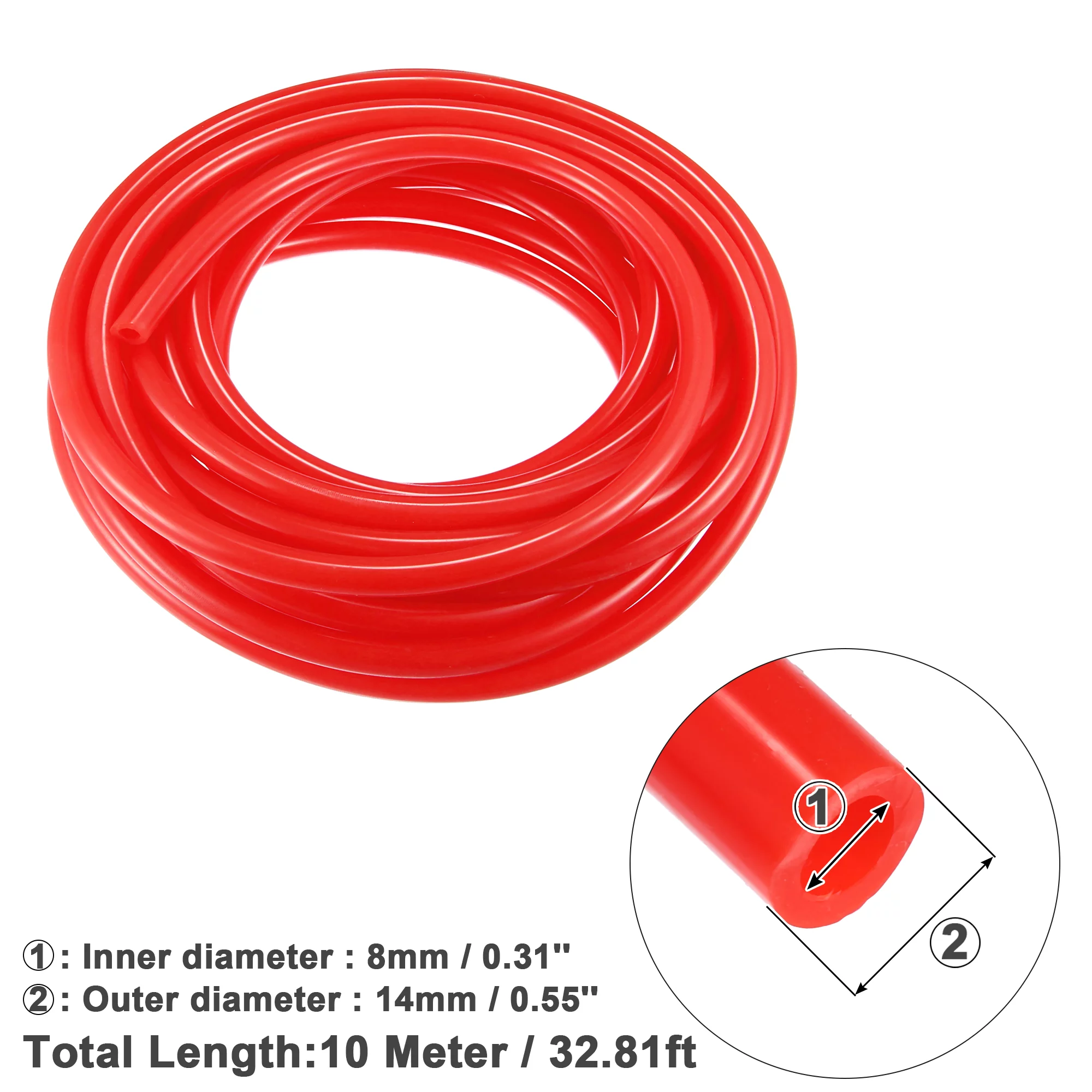 Unique Bargains 8mm ID 10 Meter 32.81ft Car Silicone Vacuum Hose Pipe Water Air Dump Valve Turbo Boost Line Tube Red