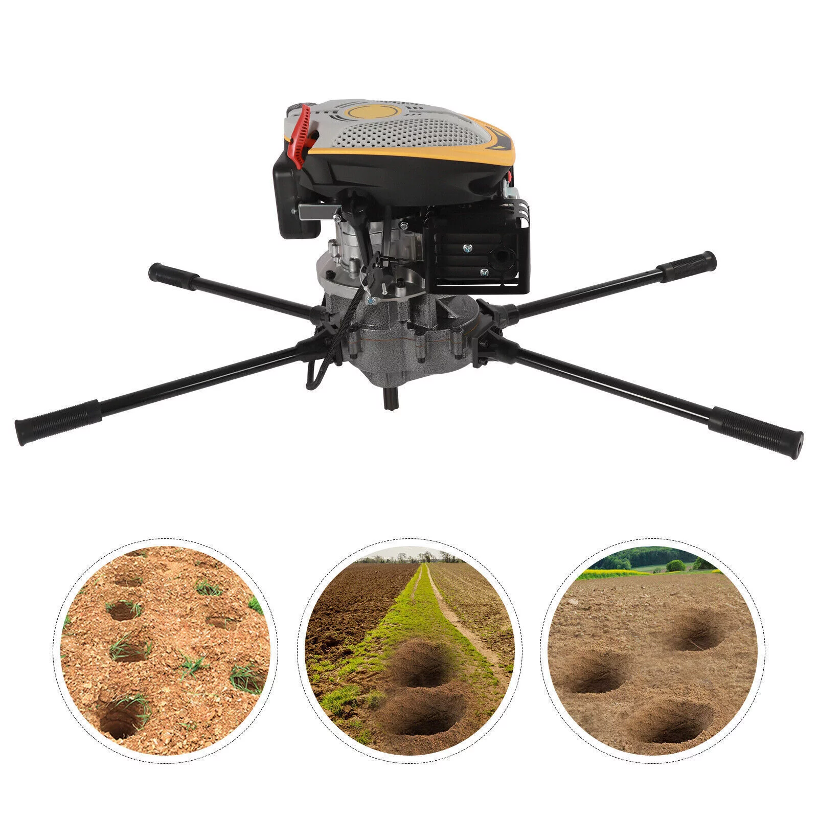 DENSET 4-Stroke 173cc 8HP 2 Men Big Power Post Hole Digger Auger Ground Drill Engine