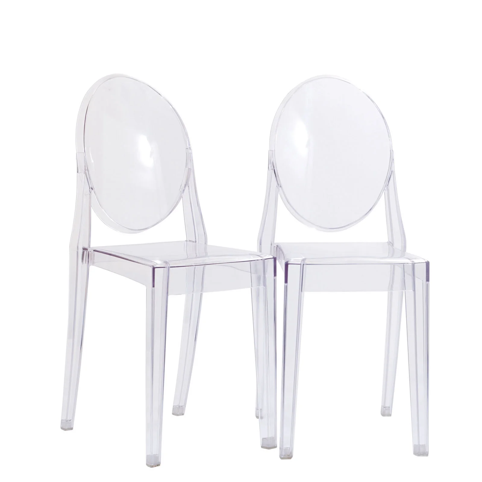 Modern Contemporary Kitchen Clear Dining Chairs Set of Two Clear (Outdoor and Indoor)