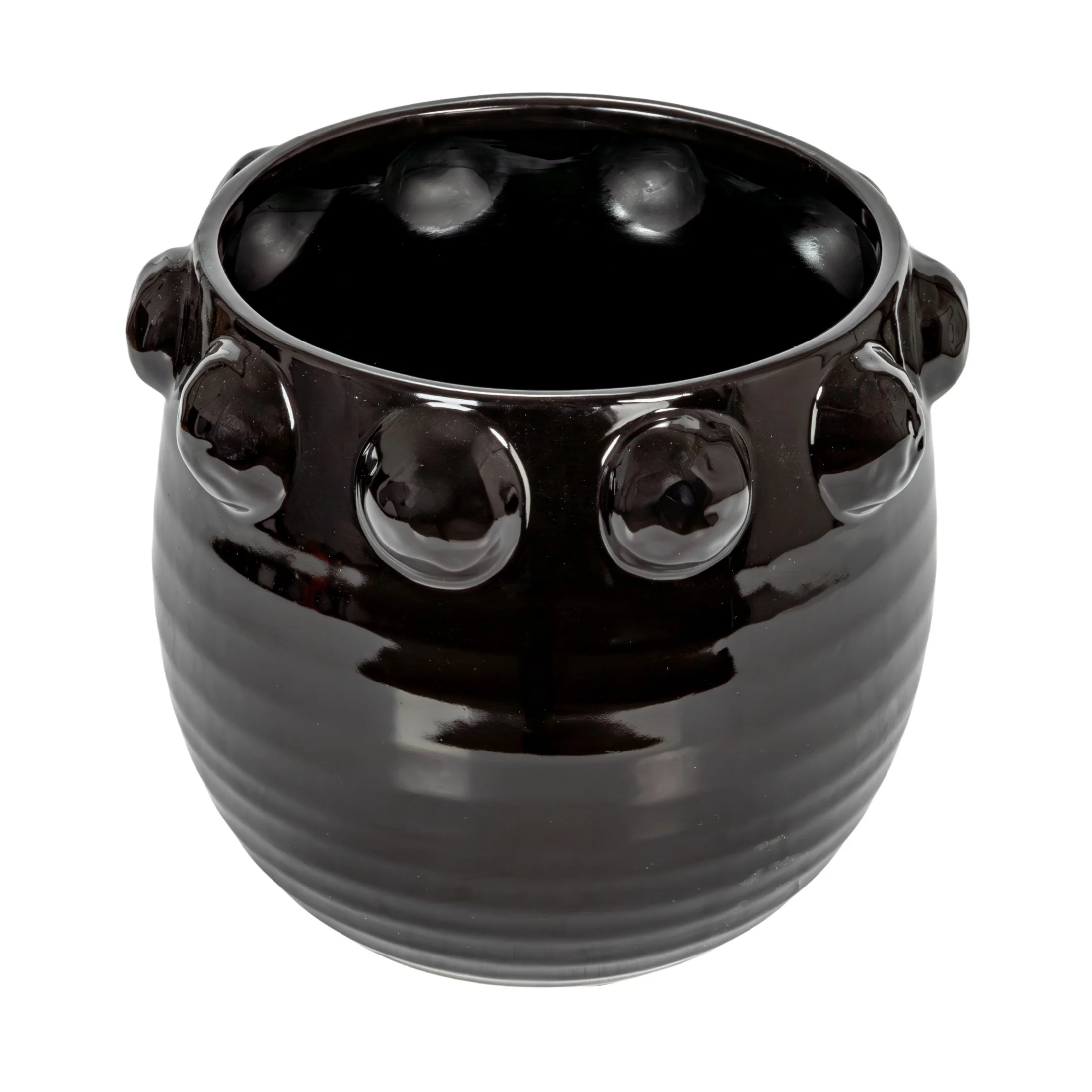 Creative Co-Op Terra-cotta Planter with Raised Dots, Black