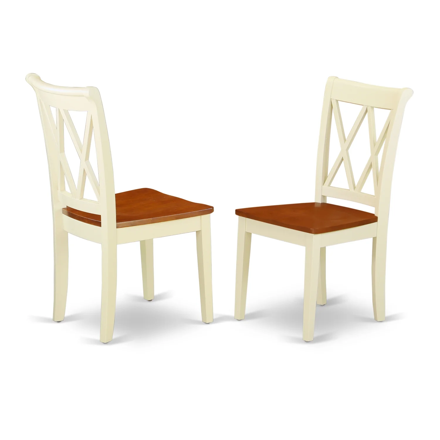 HomeStock Baroque Beauty Clarksville Double X-Back Chairs In Buttermilk & Cherry Finish