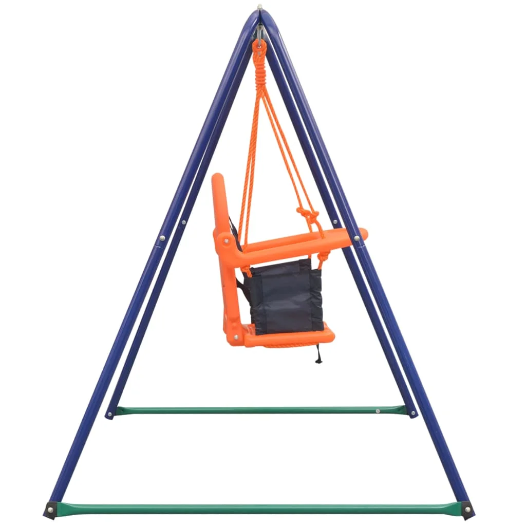 Anself 2-in-1 Single Swing and Toddlder Swing Set Steel A-Frame Outside Playground Swing Seat Children Patio Playset Toys 67 x 57.1 x 70.9 Inches (W x D x H)