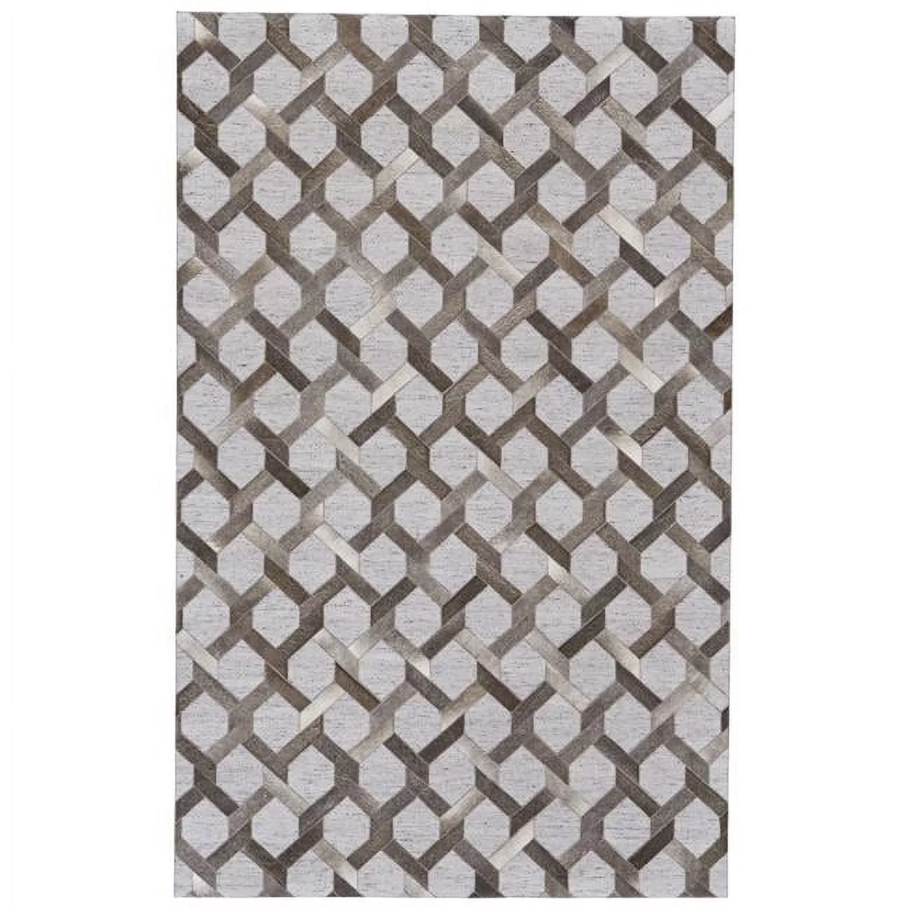 HomeRoots  10 x 13 ft. Gray Taupe & Silver Geometric Hand Woven Rectangle Area Rug - Gray Taupe and Silver - 10 x 13 ft.