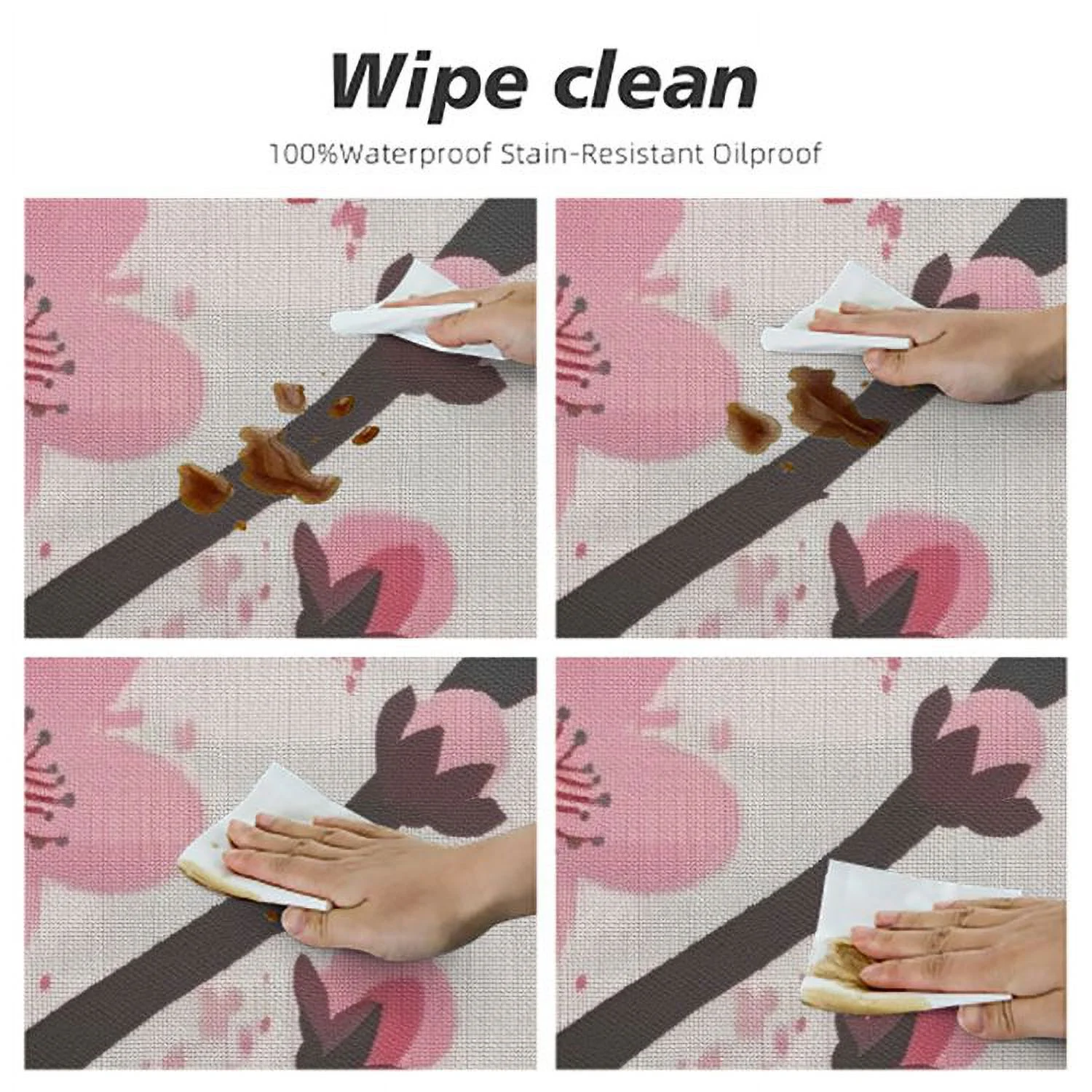 QCPP Tablecloth Spring, Pink Chinese Cherry Blossom Flower Japan Plum Round Table Cover White