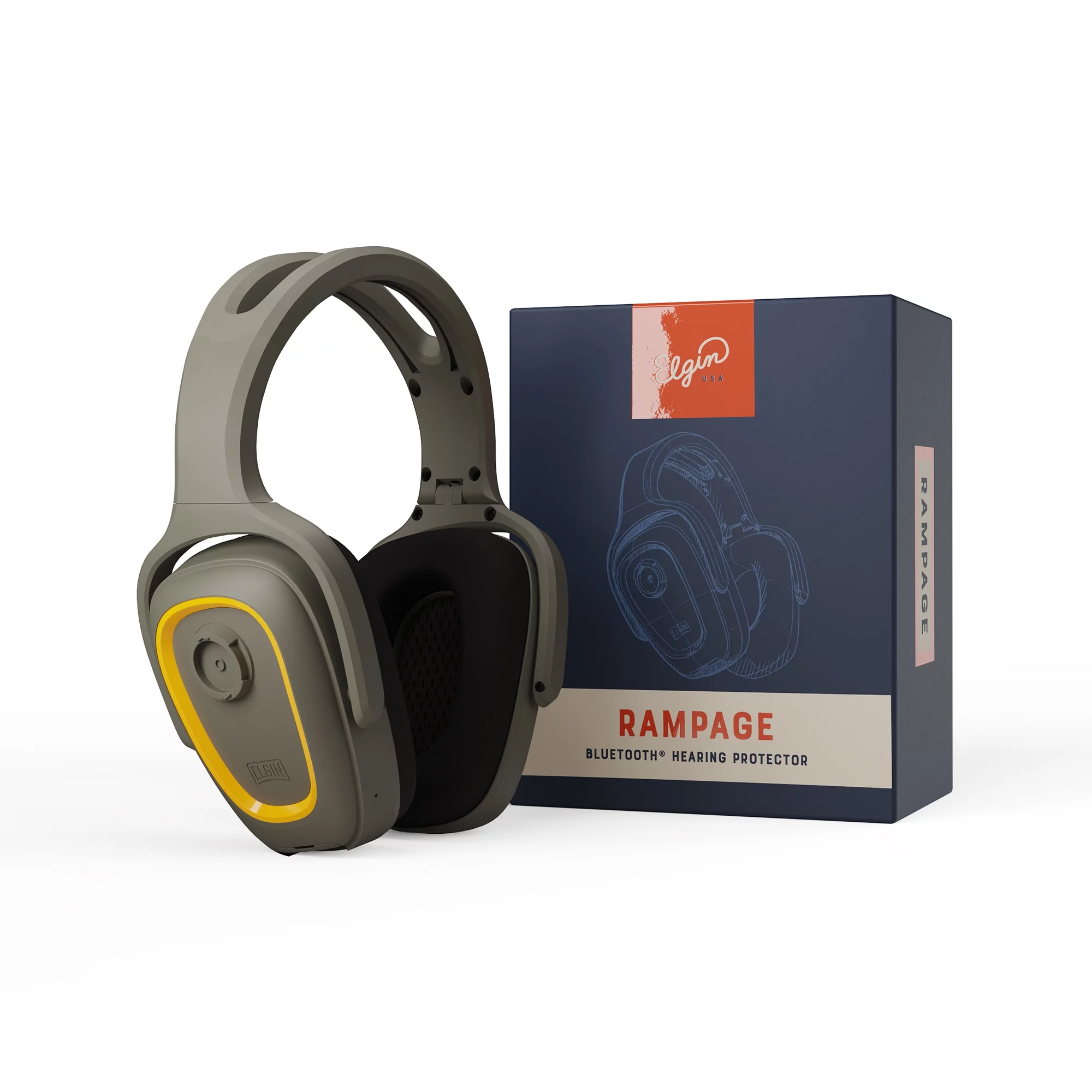 Elgin Rampage Bluetooth Hearing Protection Headphones, OSHA Compliant 25 dB Noise Reduction Safety Ear Muffs, 40+ Hour Rechargeable Battery