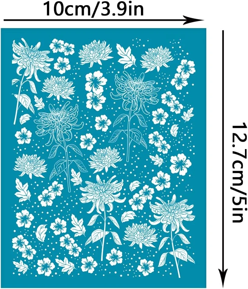 1pc Clay Stencils for Polymer Clay Flower Leaves Silk Screen Printing Stencils Chrysanthemum Silk Screen Stencils
