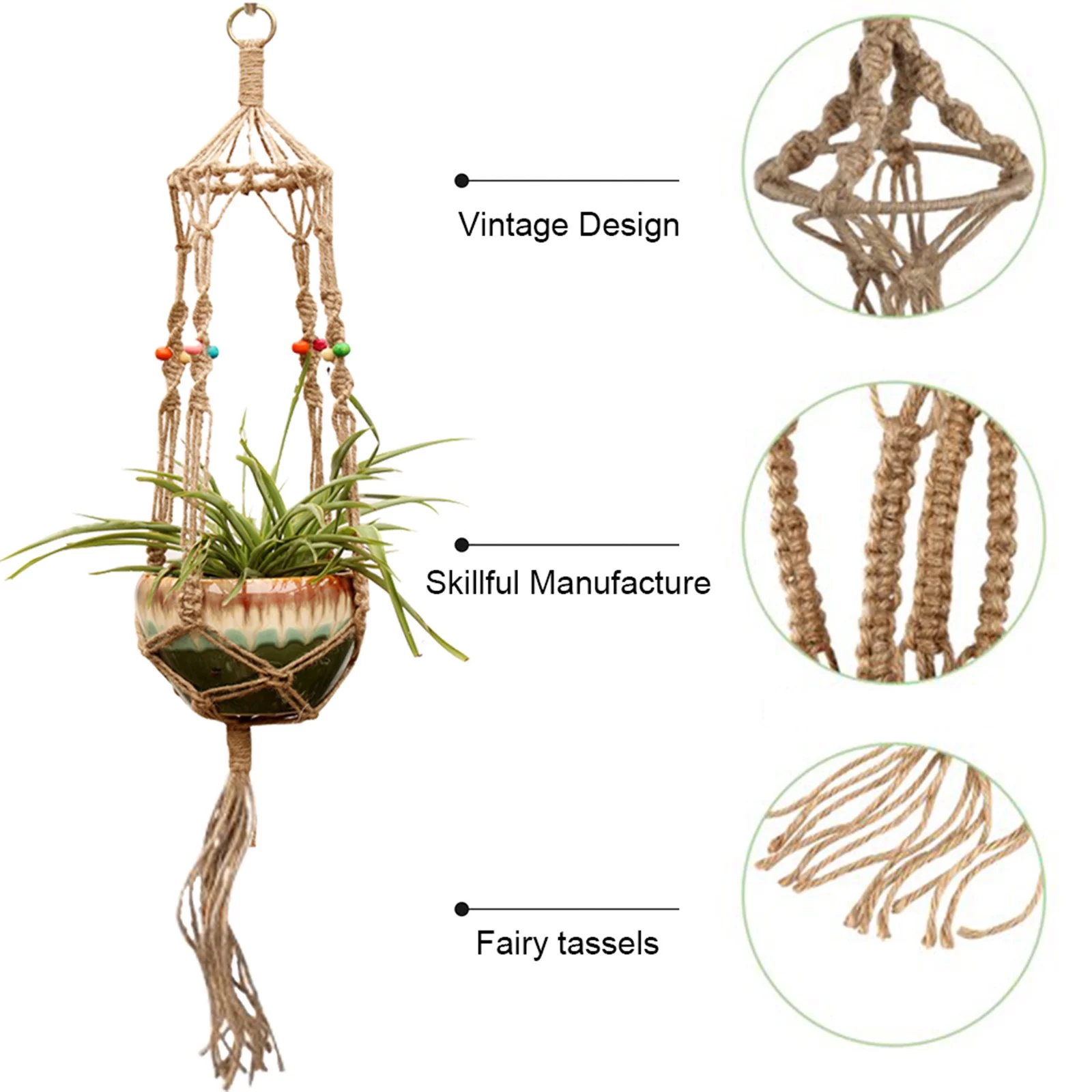 Gardening And Pot Rope Hanging Net Pot Basket Net Hanging Basket Woven Fine Rope Resin Flower Pot Molds Silicone Potted Live Large Large Flower Garden Pot Mover with Wheels Flowerpot Big Garden