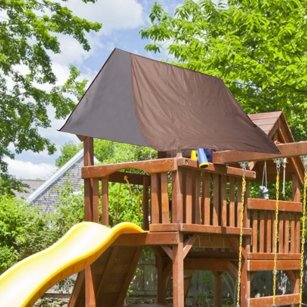 Viccilley Roof Canopy Outdoor Swing Cover Kids Playground Roof Canopy Patio Swing Cover 190T Polyester Taffeta Waterproof Cover Replacement Tarp Sunshade for Garden Patio(Coffee)
