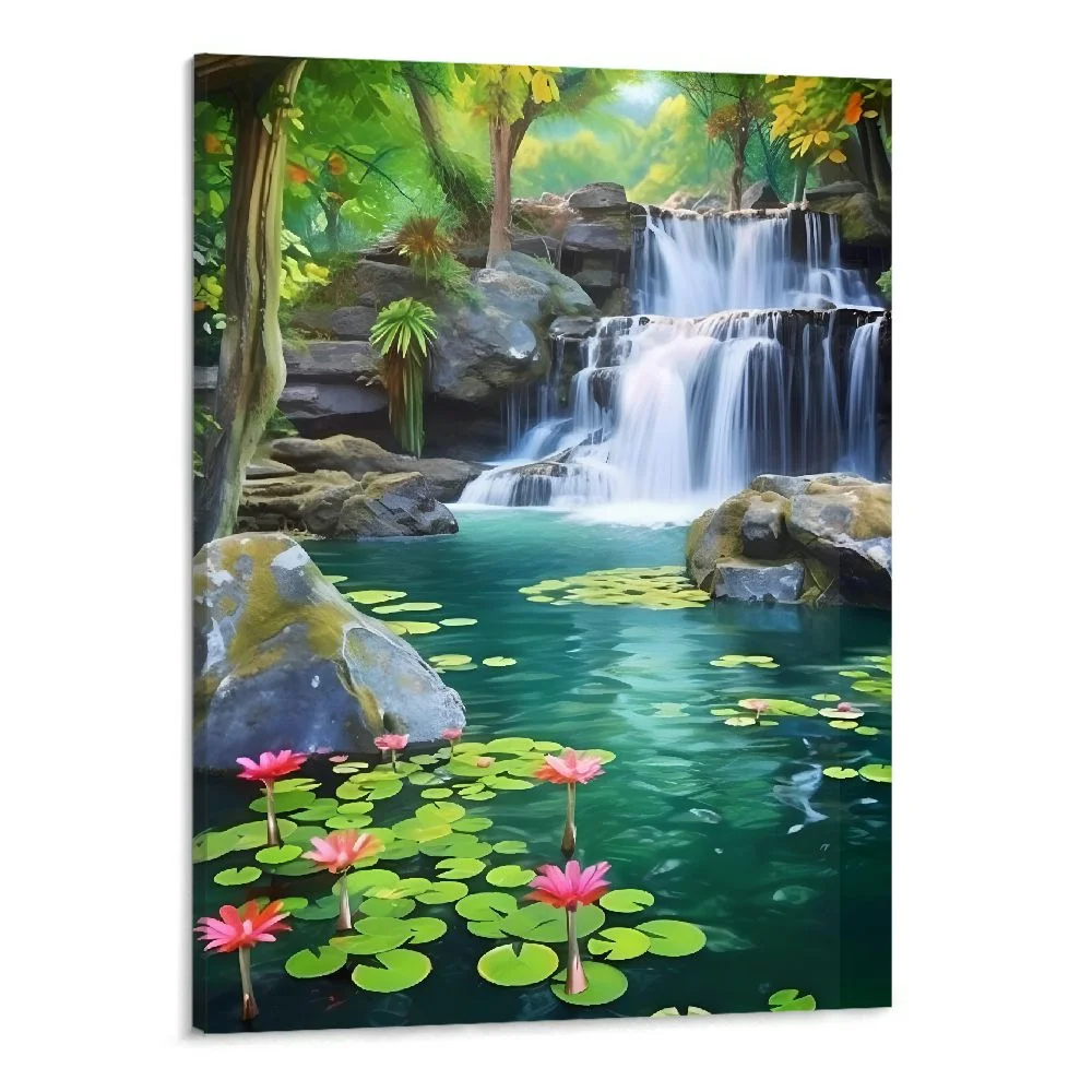 PRATYUS Fall Decor Waterfall Scenery for Living Room Wall Decor Canvas Wall Art Picture 16x20in