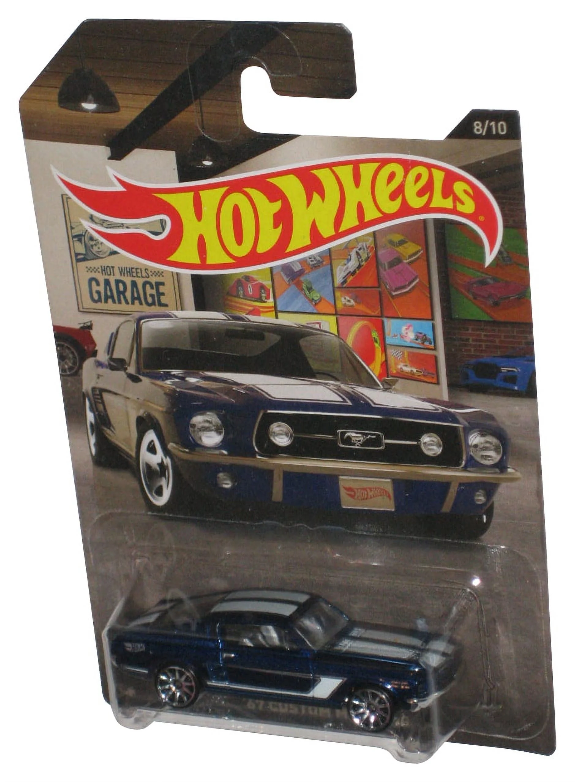 Hot Wheels Garage (2016) Mattel Blue '67 Custom Mustang Die-Cast Toy Car 8/10