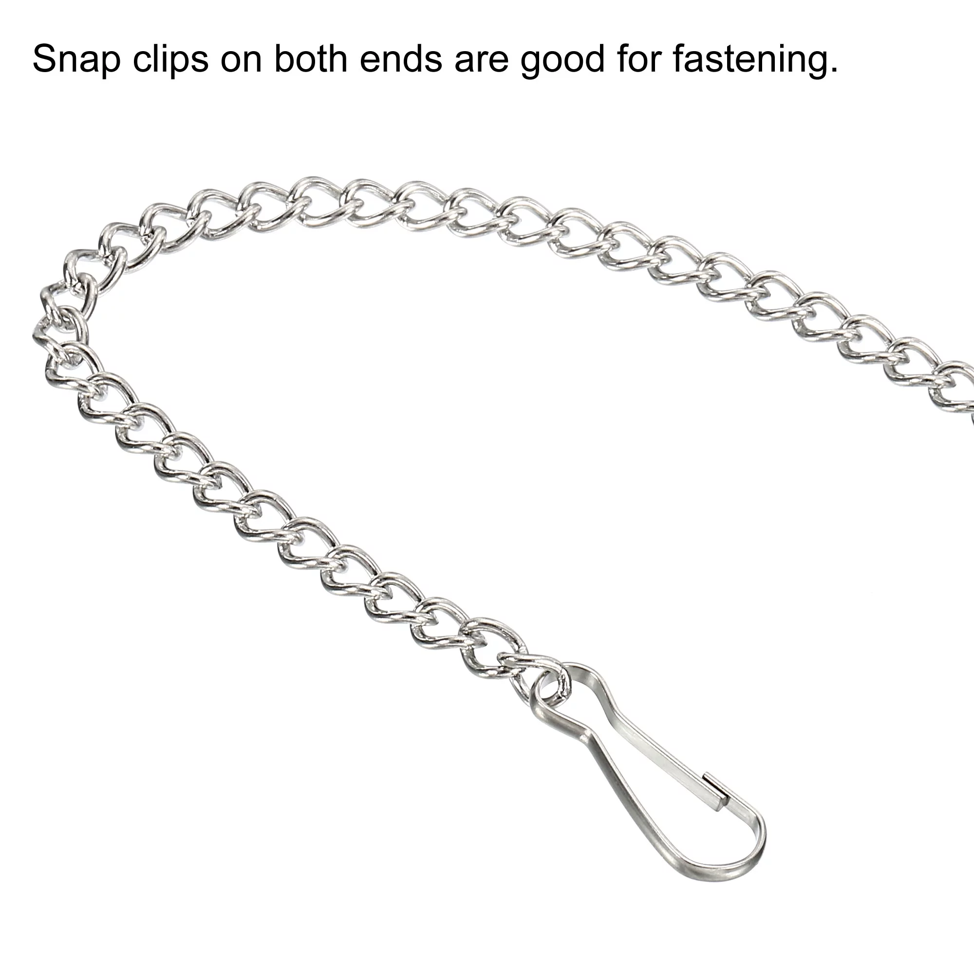 Uxcell 7.87 inch Signboard Garden Plant Basket Clips Hangers Hanging Chain Stainless Steel Silver Tone 4pcs