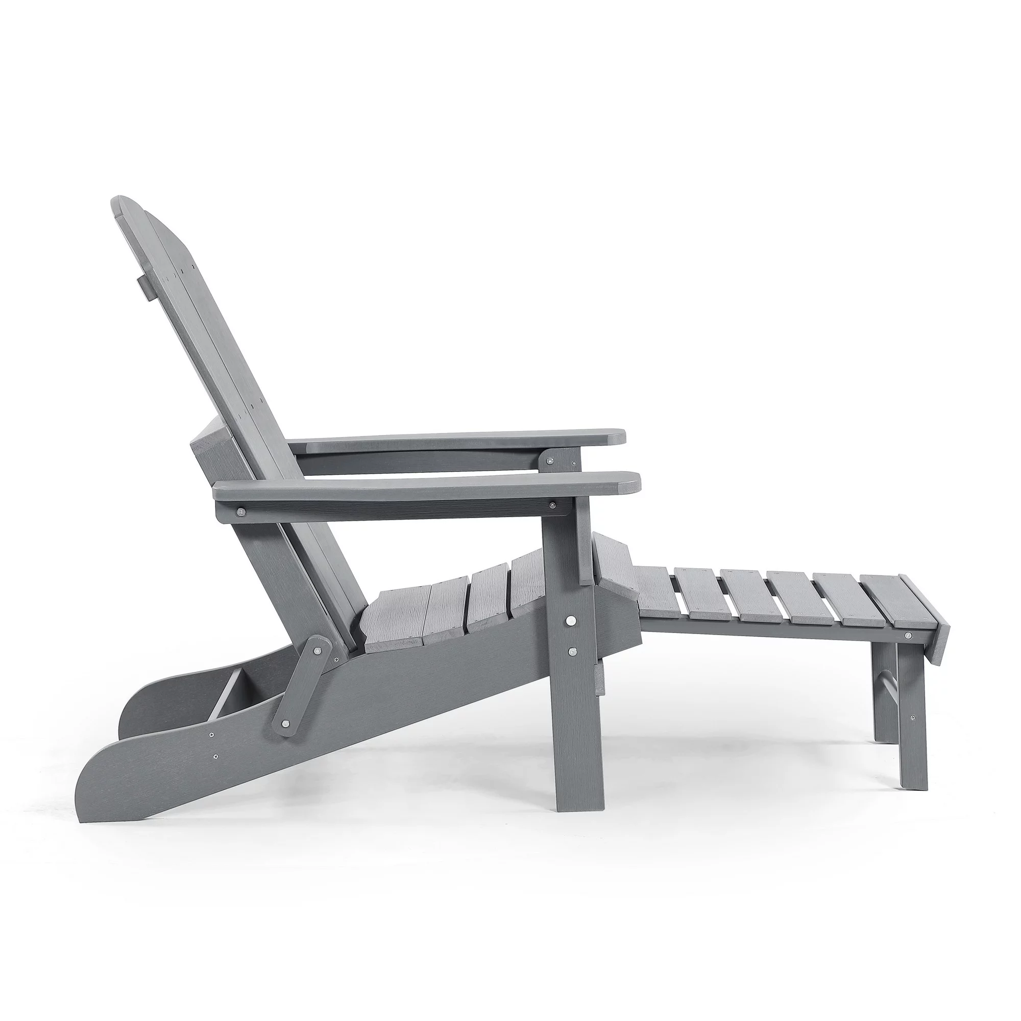 Hurley Stanton Drew Plastic/Resin Folding Adirondack Chair with Ottoman (Gray)