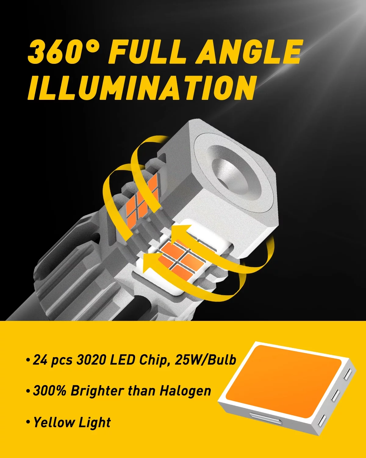 AUXITO 1156 LED Bulb Amber Yellow BA15S LED Turn Signal Light Bulbs,1003 1141 7506 1156A LED Bulbs Blinker Light 25W Per Bulb,Pack of 2