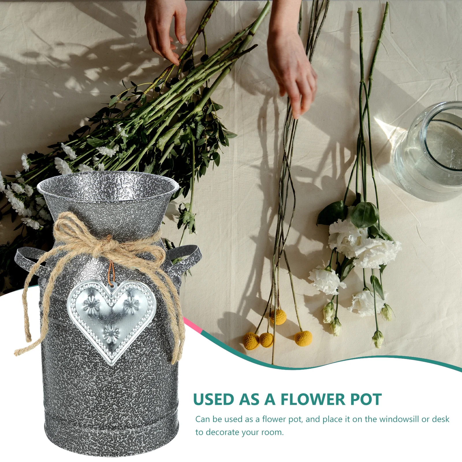 Flowerpot Tin Bucket Arranger Vintage Decor Retro Container Pots Iron Plant Planter Arrangement Simple Metal