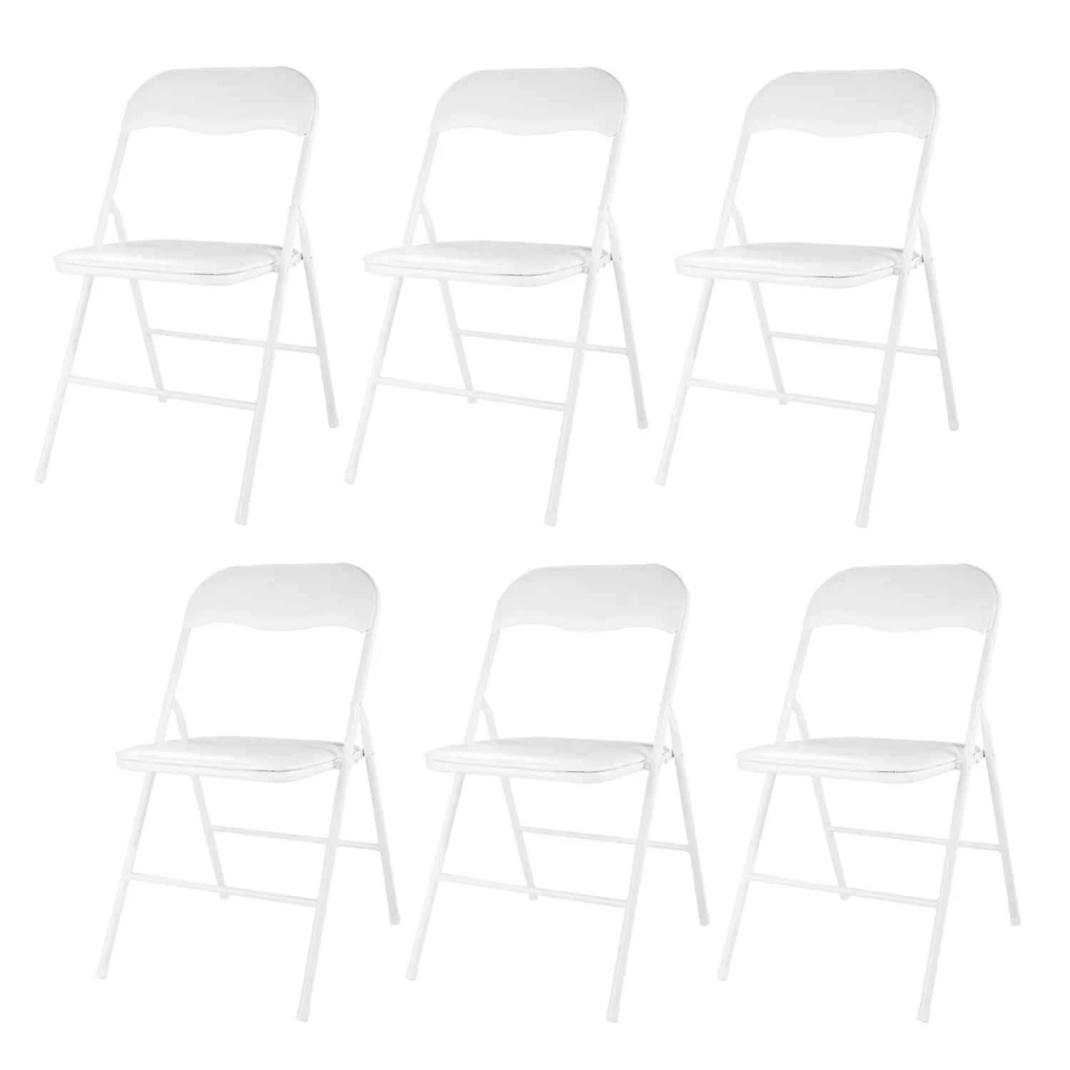 Pack of 6 Elegant  Durable  and Portable White Folding Stackable Chairs - Ideal for Wedding  Picnic  Fishing  and Camping Events - Stylish and Convenient Seating Solution for Any Occasion