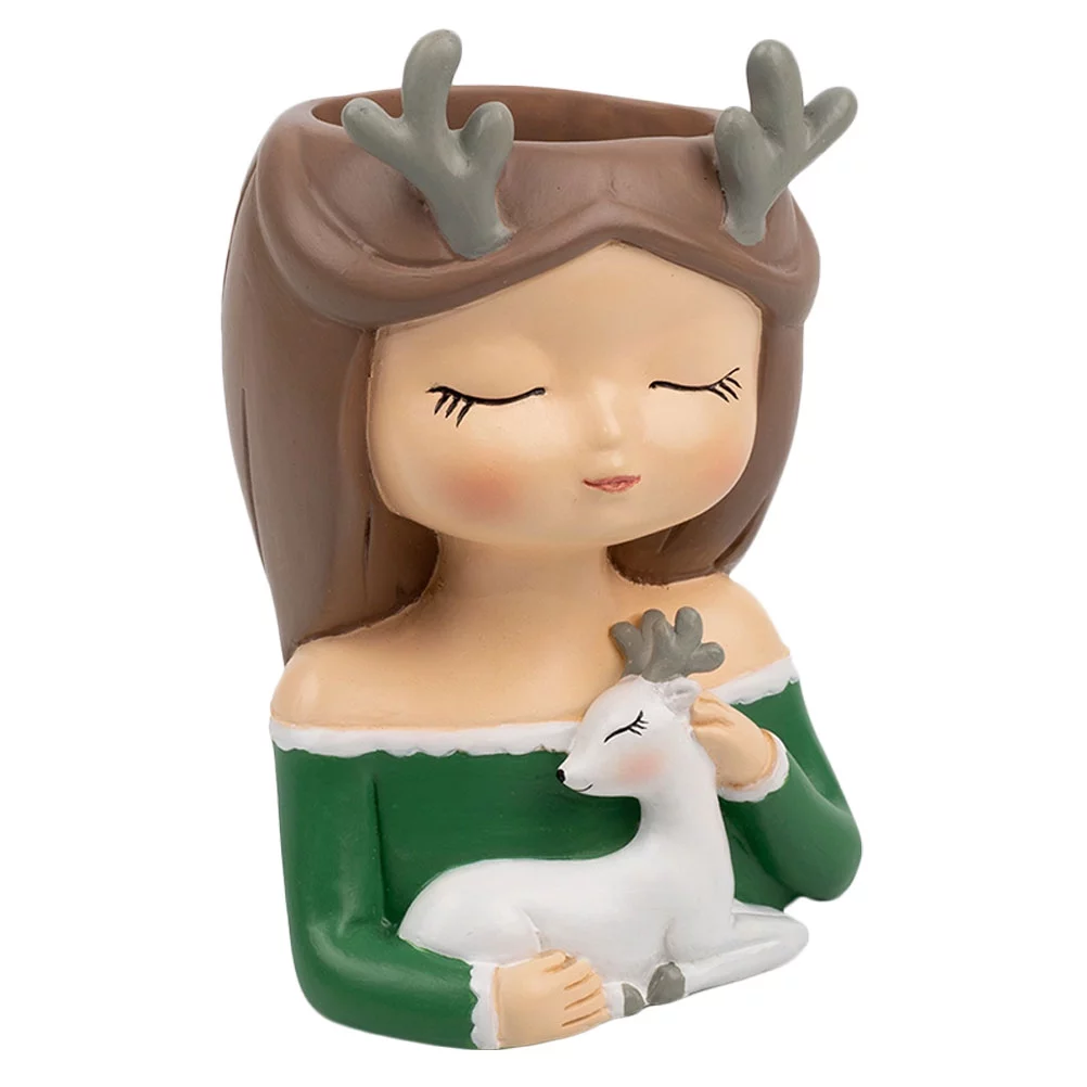 Guichaokj 1pc Resin Succulent Flower Pot Decorative Flowerpot Desktop Decor (Green)