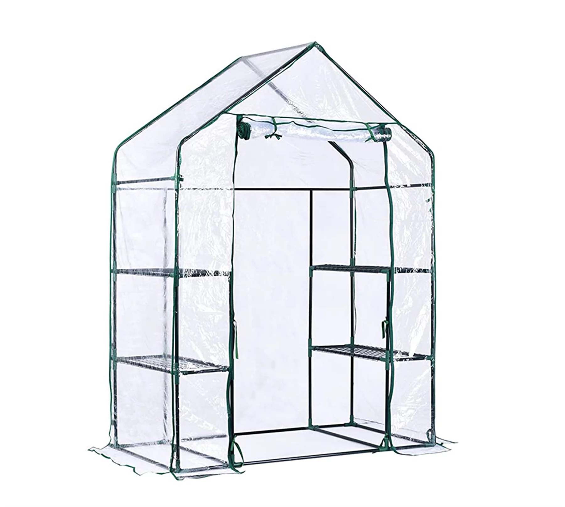 Walk in Greenhouse Replacement Cover with Roll-Up Zipper Door(No Frames Include)