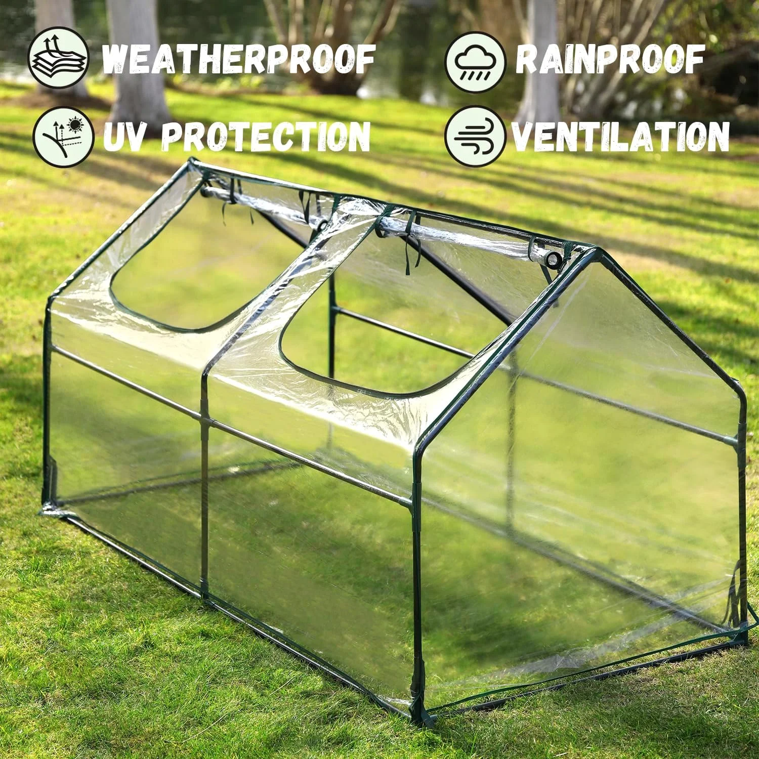 Portable Mini Cloche Greenhouse with Elevated Bottom, Reinforced High Light Transmission, Waterproof UV-Resistant Hot House for Indoor Outdoor Use, 71