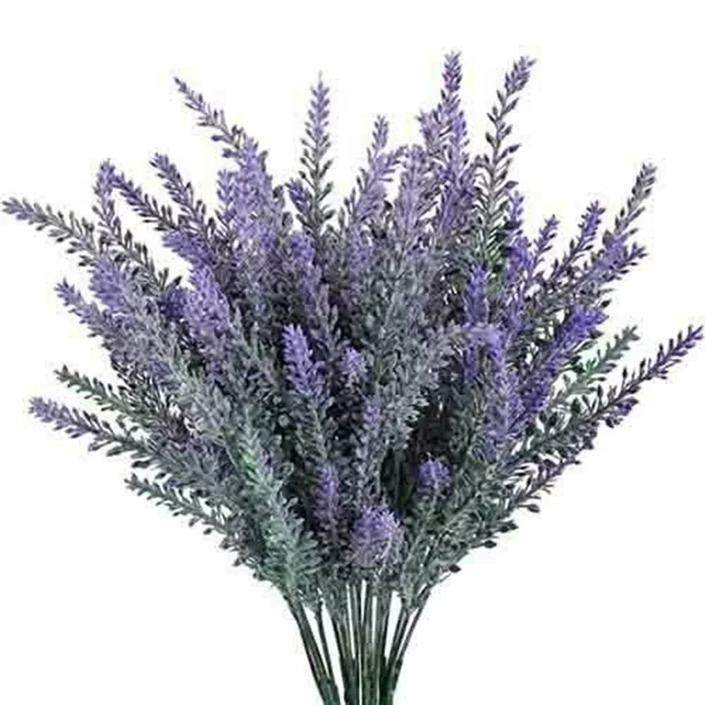 Sufanic 4 Bundles Artificial Lavender Outdoor UV Resistant Flowers Plastic Fake Flowers Plants, Artificial Flowers Faux Plants for Outdoor Window Box Hanging Planter Home Porch