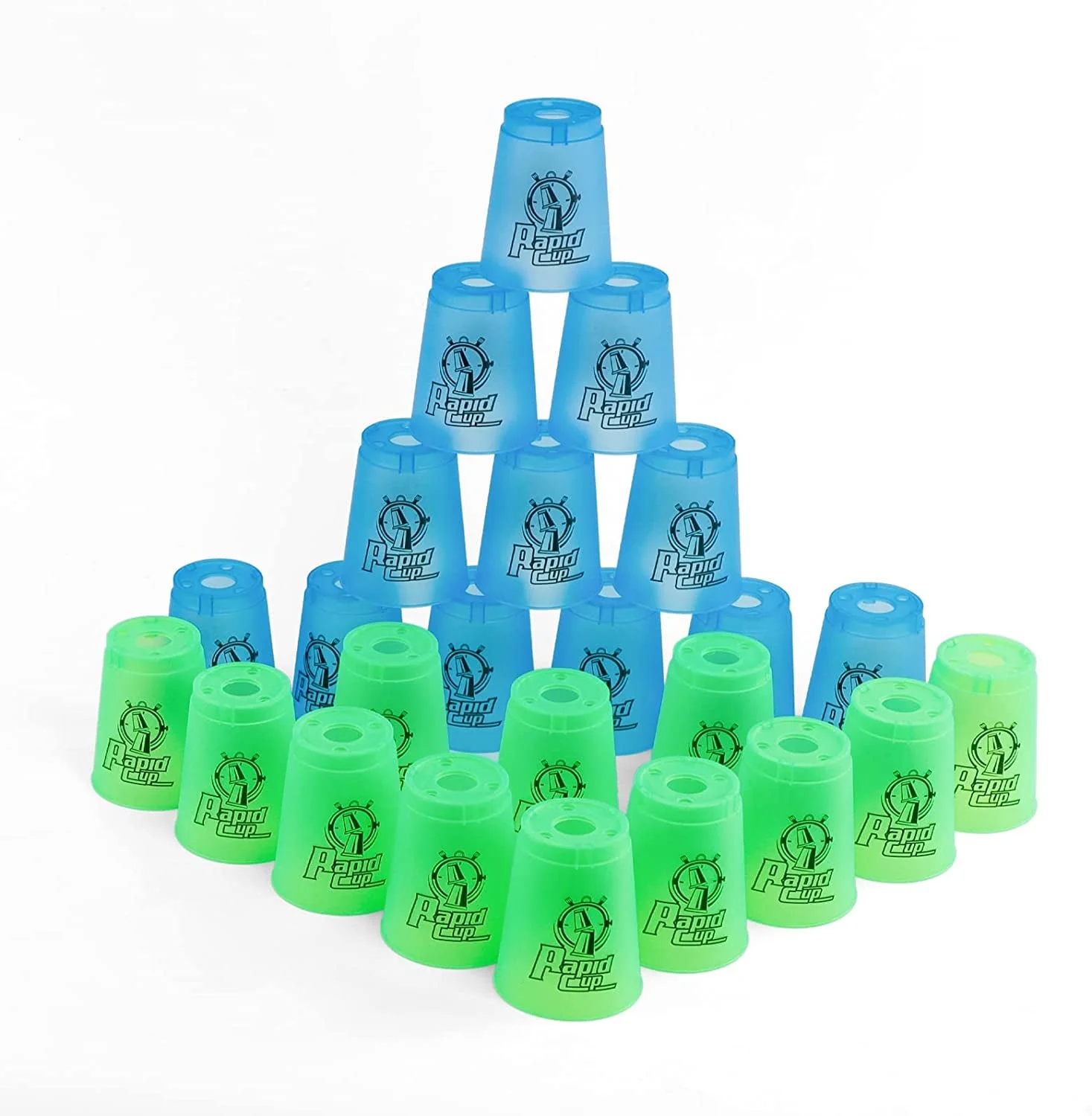 Quick Stack Cups 24 PC for Speed Sports Training Game for School Family Party Challenge Competition, Kids Gifts Starter Set of Stacking Cup, Blue & Green SEISSO