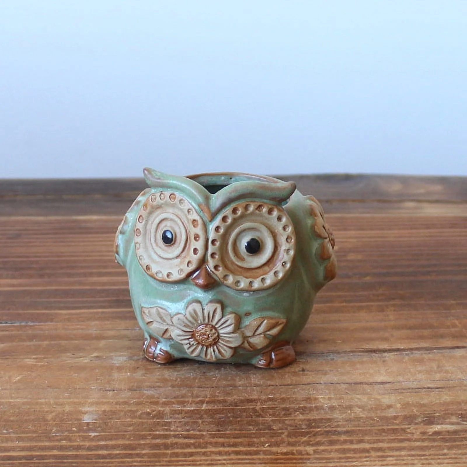 Kiln-Fired Glazed Ceramic Owl Succulent Planter - Succulent Thumb Pot - Small Succulent Plant Pot