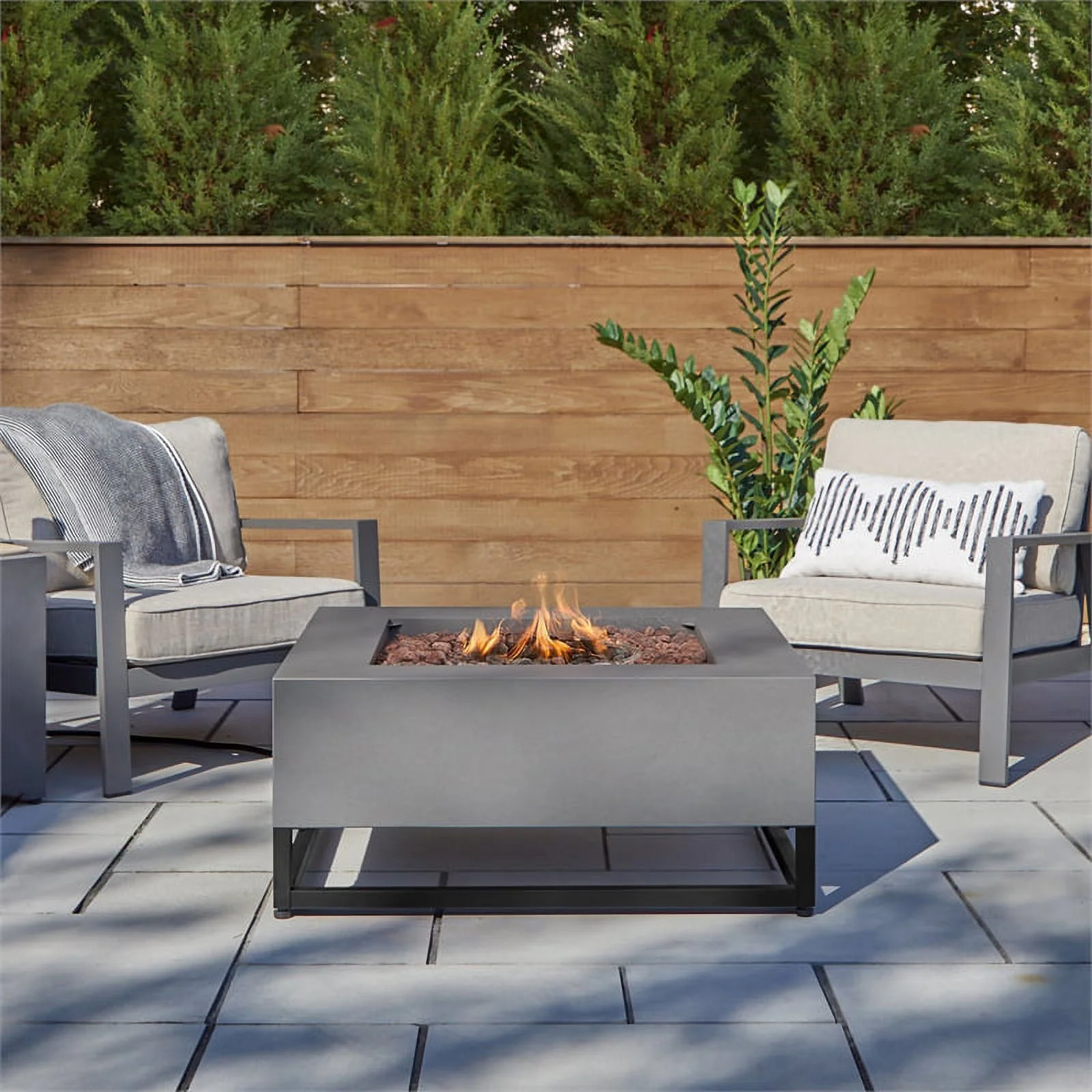 Real Flame Blake Metal Propane Fire Table with Conversion Kit in Slate Gray