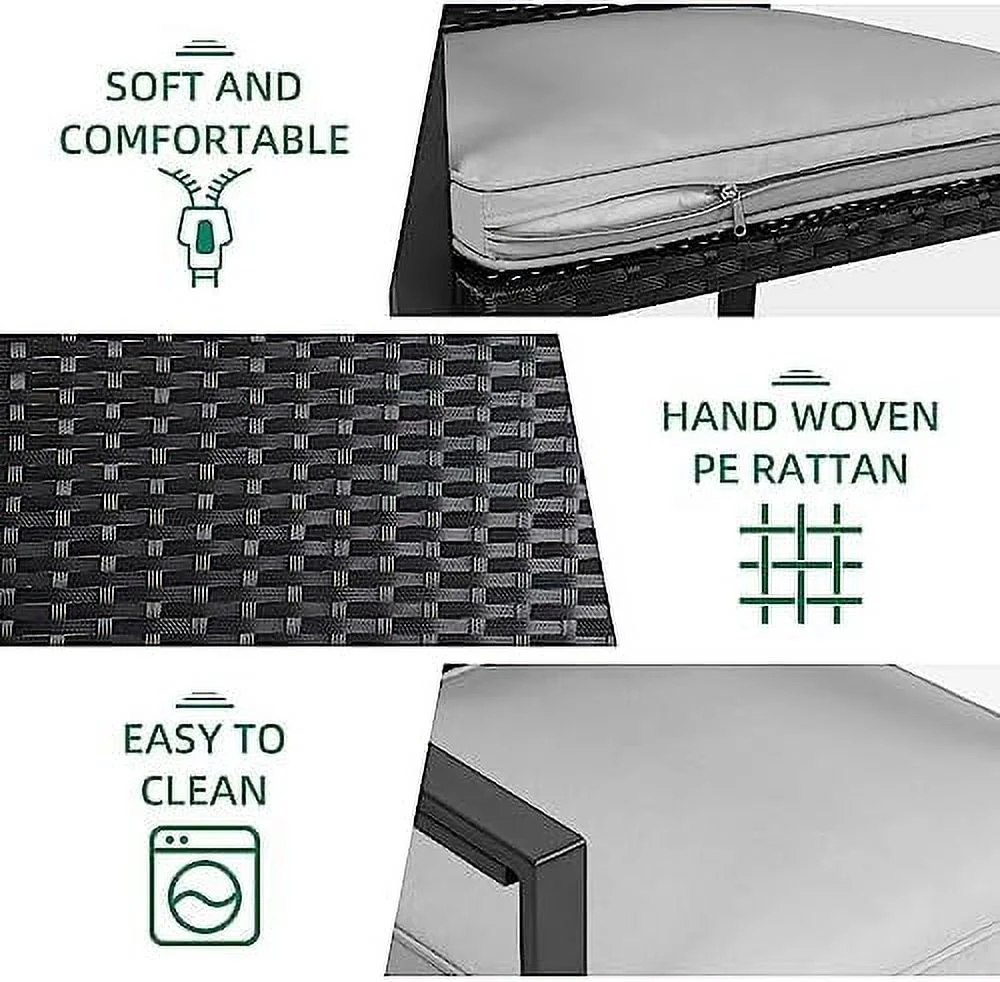 HYHBIBOOM 3 Pieces Patio Set Outdoor Wicker Patio  Sets Modern  Molded Rattan Chair Conversation Sets with Coffee Table for Backyard and Bistro (Dark Grey)