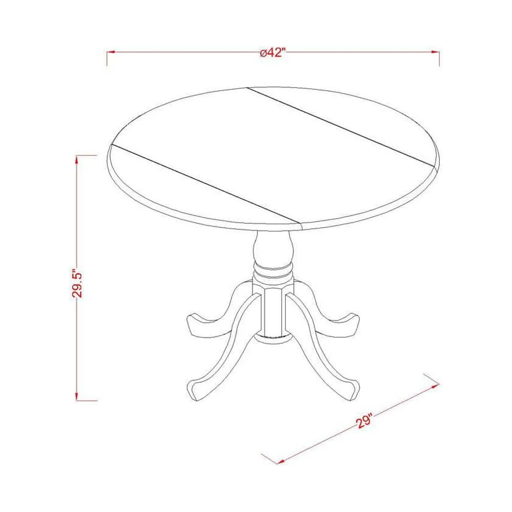 East West Furniture 5 Pc Dining Set Contains a Round Wooden Table and 4 Upholstered Chairs