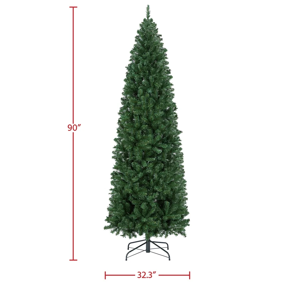 Easyfashion 7.5ft Pre-lit Artificial Christmas Tree with 350 Warm White Lights,Green