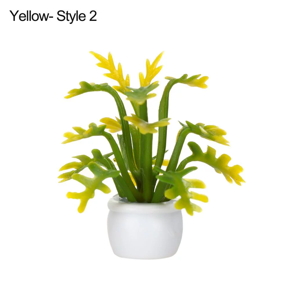 Garden Pots Flowers Furniture Flowers Pot Decor Home Decor Flowers Basket Mini Fruit Basket Green Plant Pot Potted Dollhouse Miniature YELLOW STYLE2