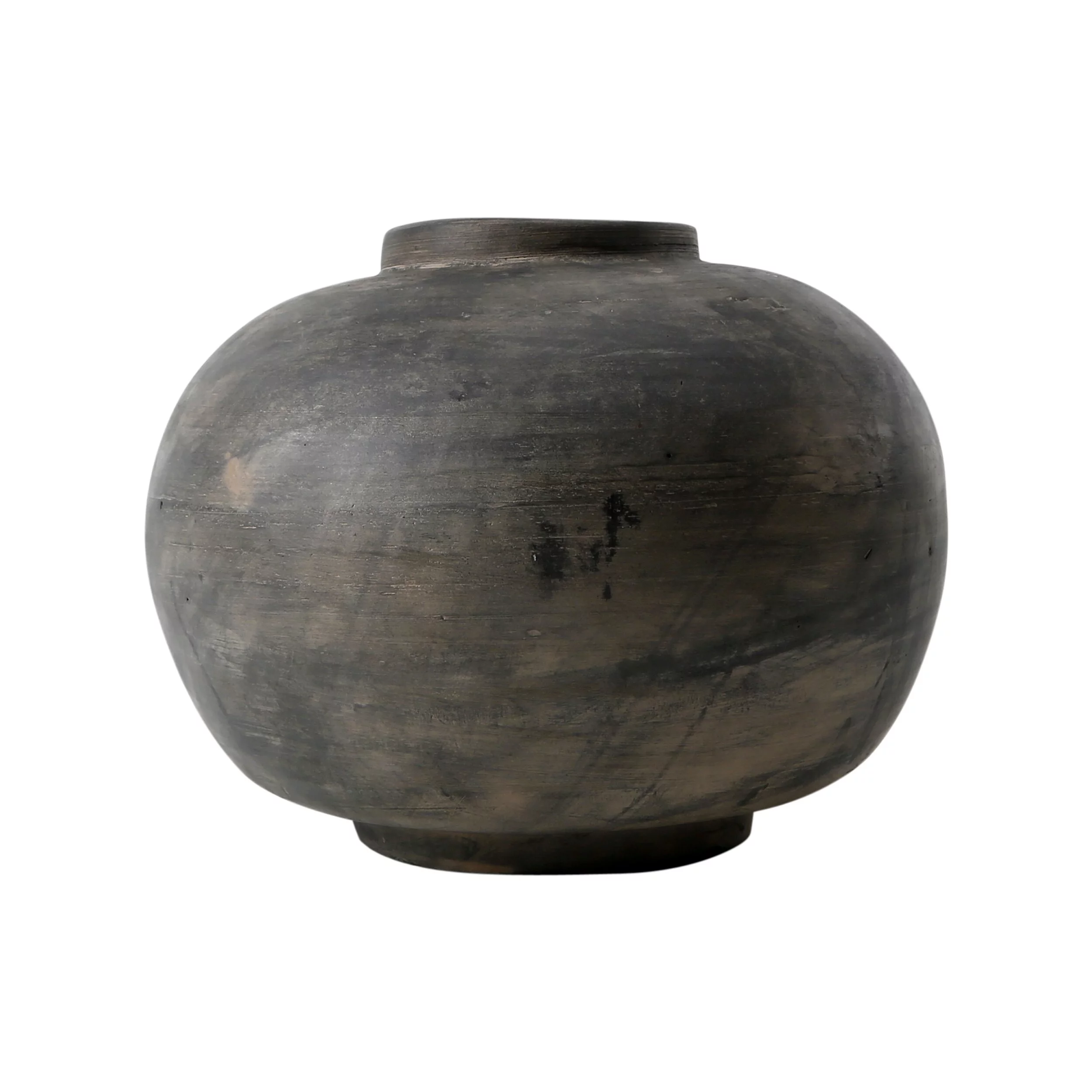 Artissance  Earthy Gray Round Pottery Pot, 13.4 Inch Long