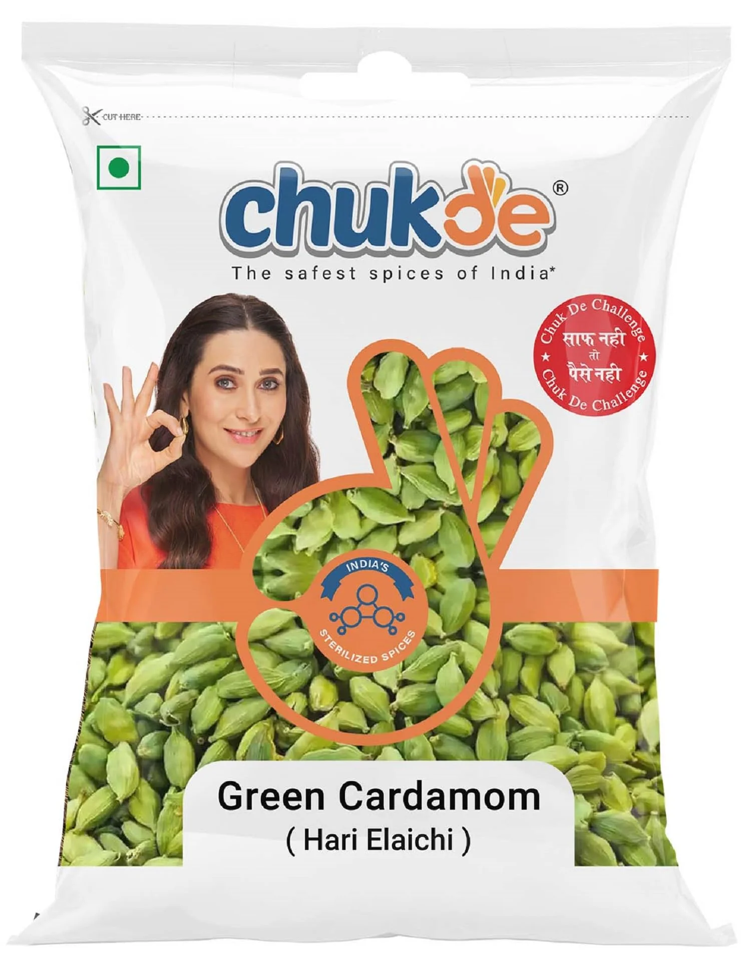 Chukde Hari Elaichi, Green Cardamom Whole Spices, 50G