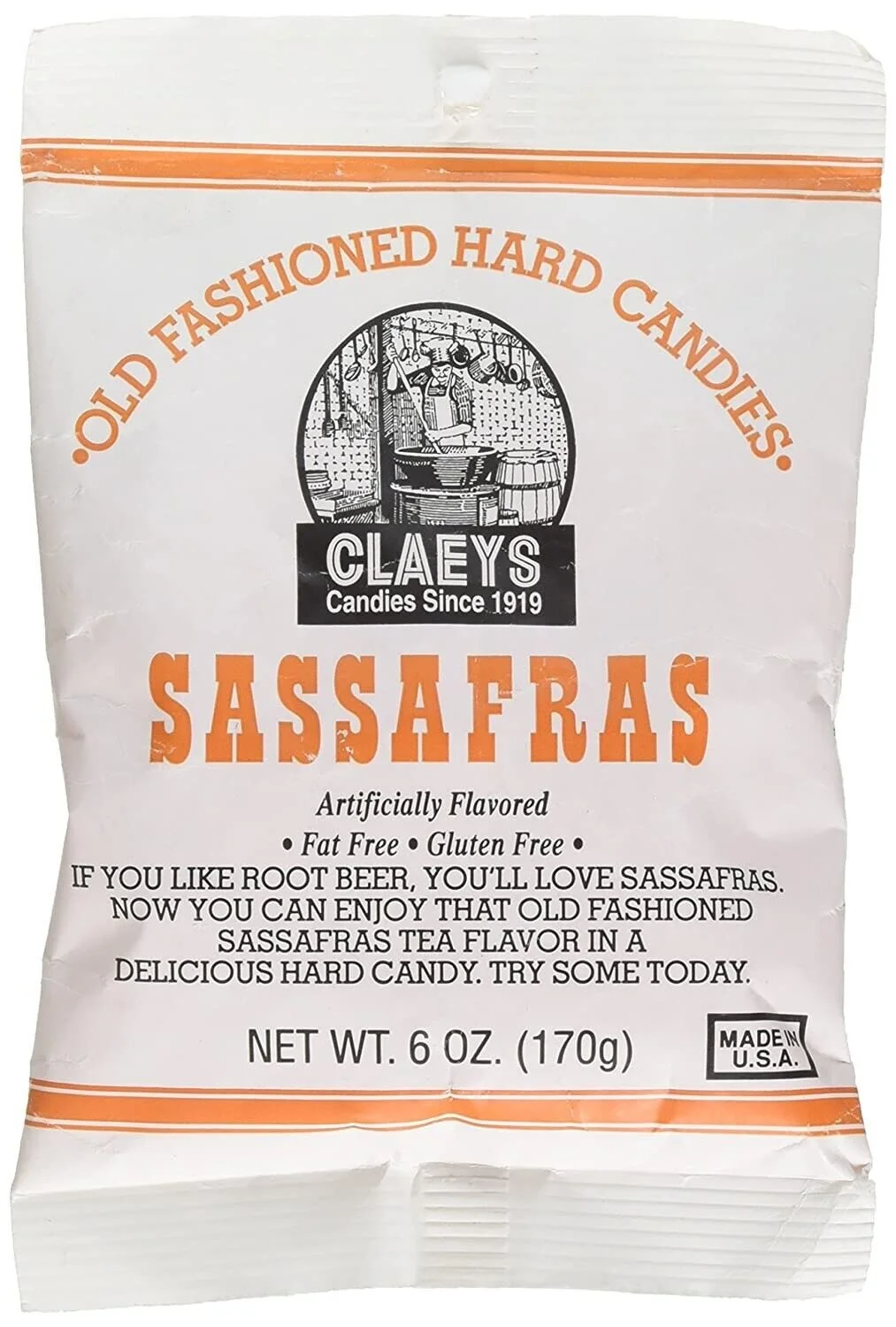 Claeys Sassafras Old Fashioned Hard Candy 2 PACK 6oz Bags FAST SHIPPING