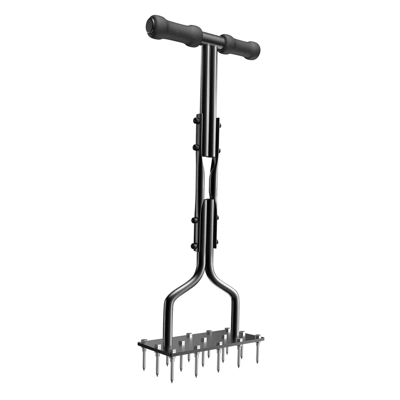 kesoto Lawn Aerator Spikes Manual Yard Aerator Aerating Tool with 15 Soil Spikes, T Handle, Plate for Planting Patio Grass