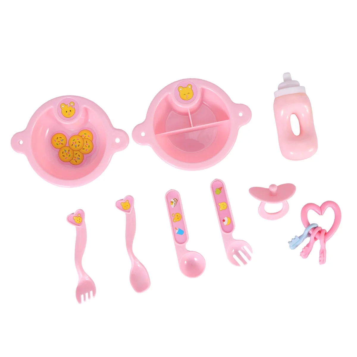 NUOLUX 11x8.5cm Creative Simulation Baby Doll Play House Toy Set Feeding Toy Pink