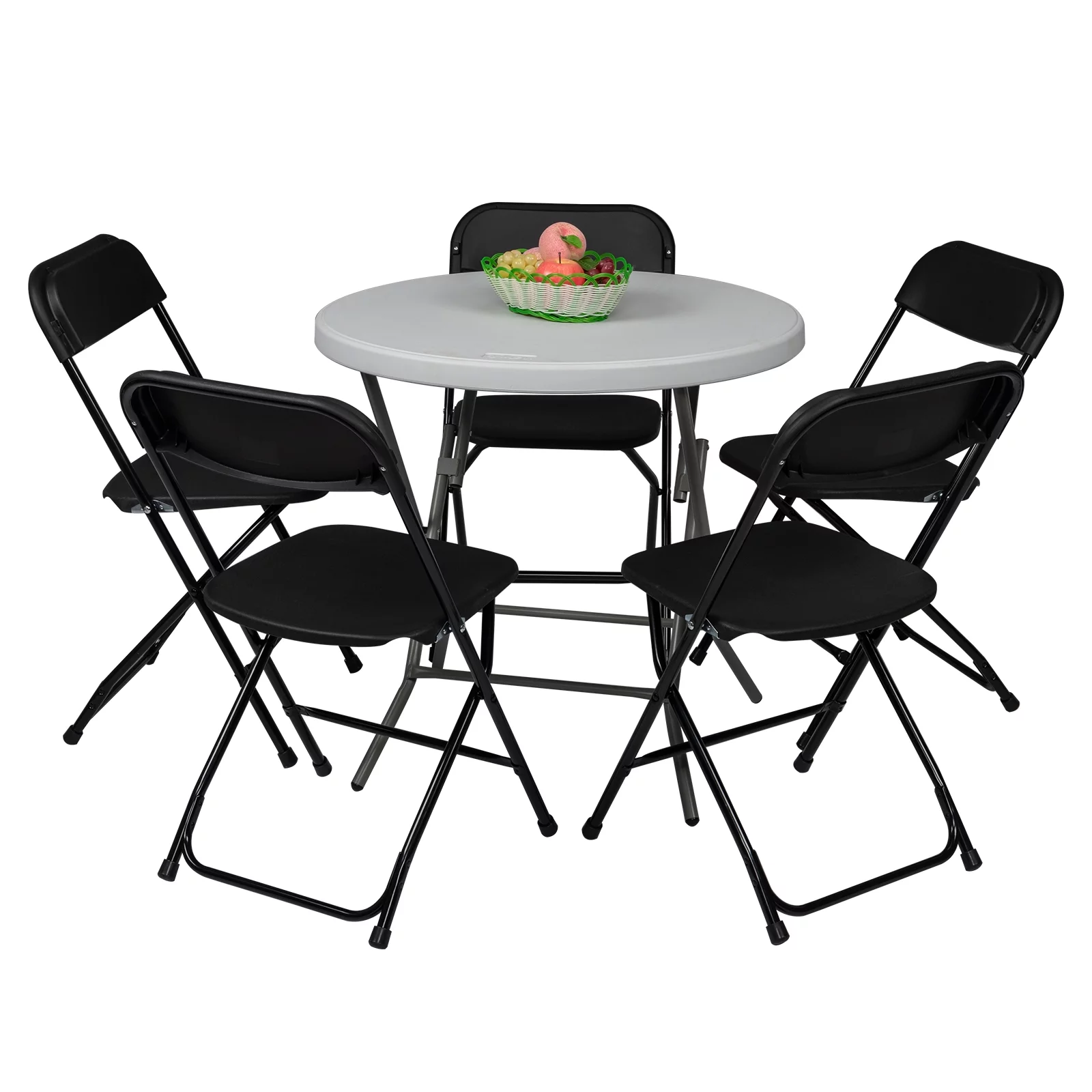 6pcs Injection Molding Classic Garden Plastic Folding Chair Black