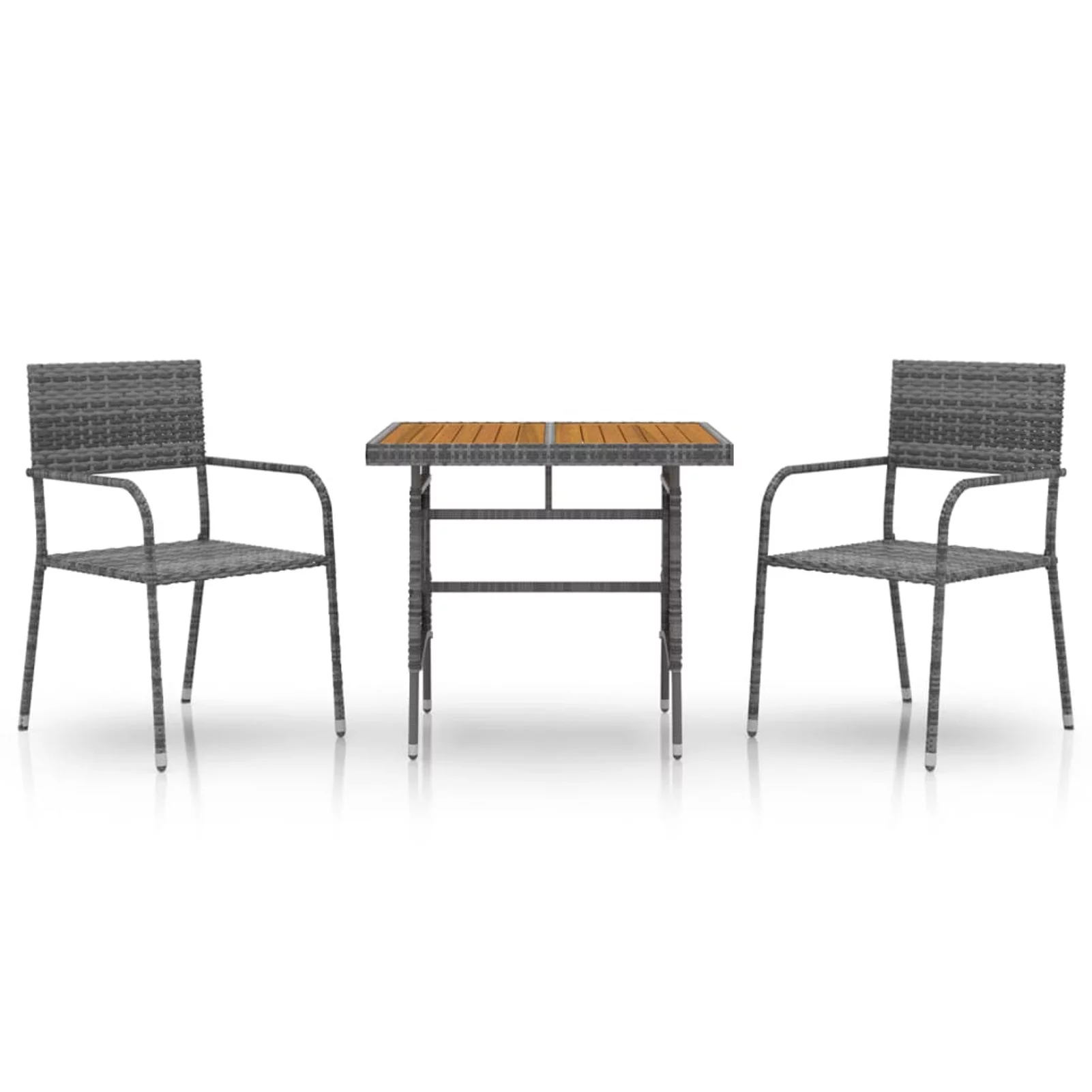 Irfora 3 Piece Patio Dining Set Poly Rattan Gray
