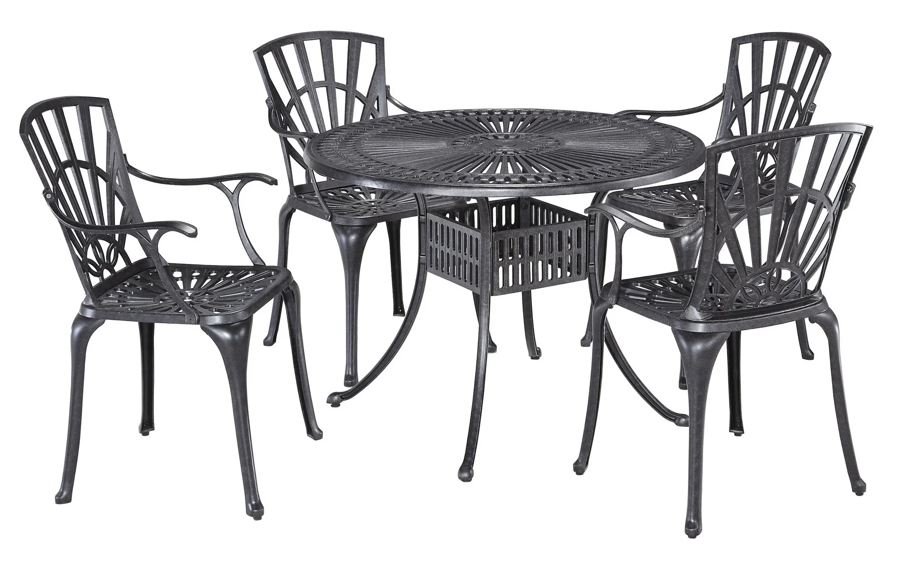Homestyles Grenada Aluminum 5 Piece Outdoor Dining Set in Charcoal