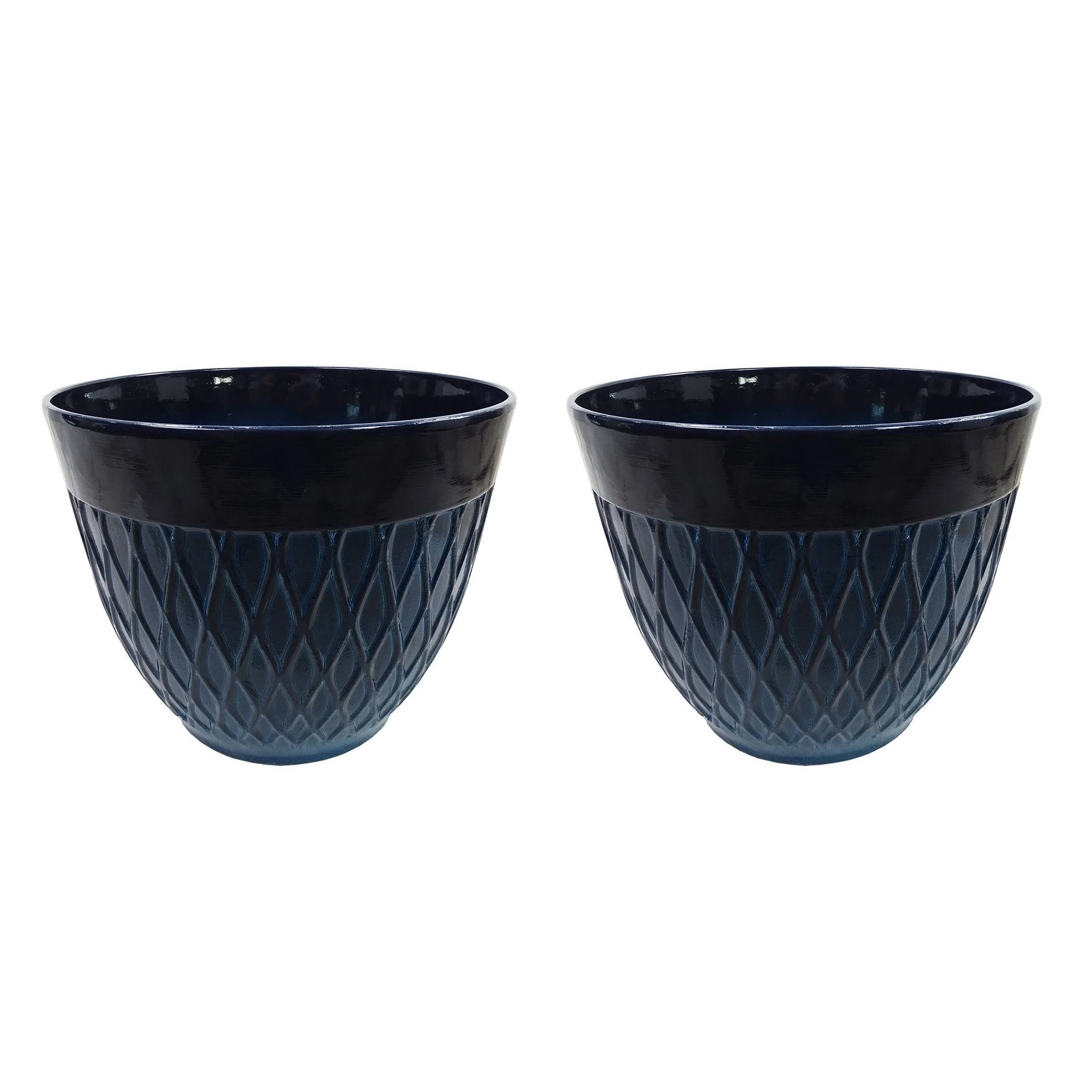Set of 2 Polyresin Indoor/Outdoor Planters Blue
