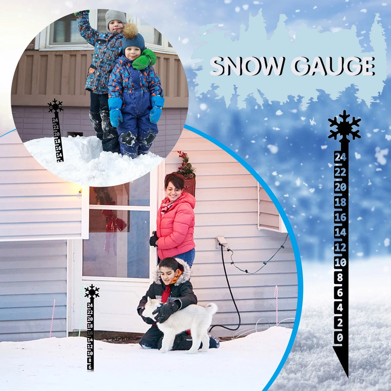 Gift 24cm Snowflake Snow Measuring Instrument Snowmobile Snow Measuring Instrument Metal Snow Measuring Ruler Outdoor Garden Ornament T Level Bubble Level