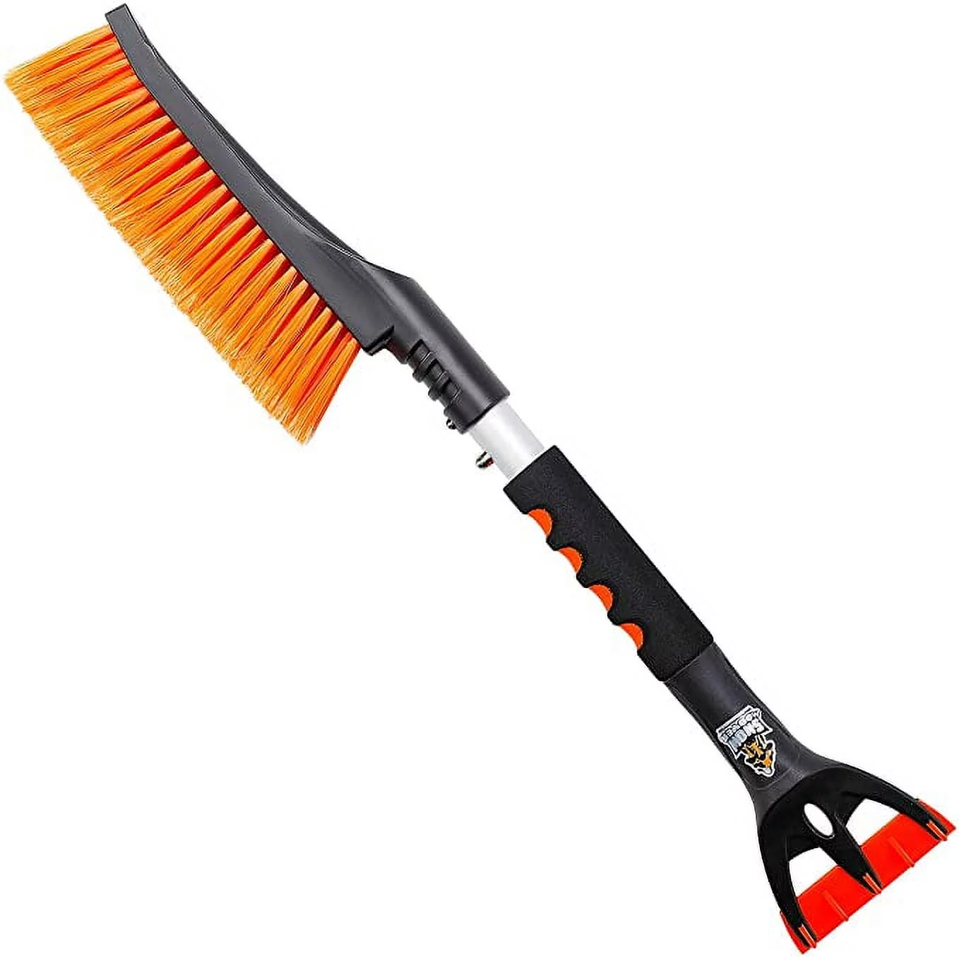 Snow Moover 24” Compact Snow Brush with Ice Scraper for Car Windshield Window with Foam Grip - Orange and Black