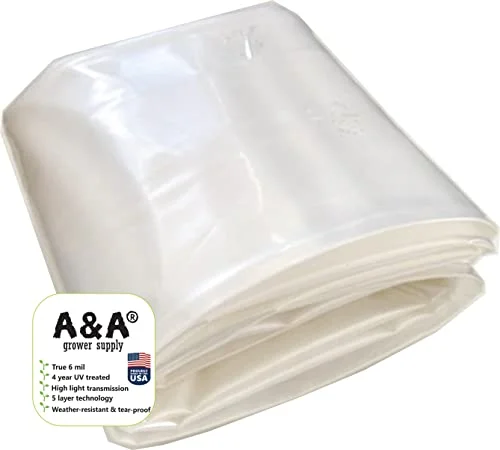 A&A Green Store Greenhouse Plastic 4 Year 6 Mil Film Clear Polyethylene Cover UV Resistant (8 ft Wide x 40 ft Long)