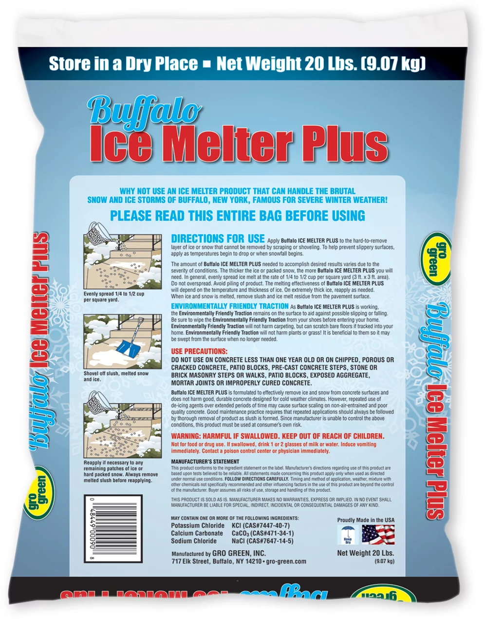 Buffalo Ice Melter Plus with Environmentally Friendly Traction Granules 20 lbs.